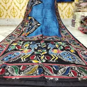 Saari02(Bishnupuri (west Bengal) pure silk  hand batick with blouse piece)