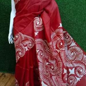Saari04(Bishnupuri (west Bengal) pure silk  hand batick with blouse piece)