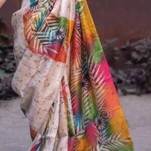 Saari06: (Bishnupuri (west Bengal) pure silk  hand batick with blouse piece)