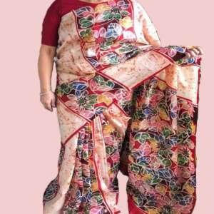 Saari13:Bishnupuri (west Bengal) pure silk  hand batick with blouse piece