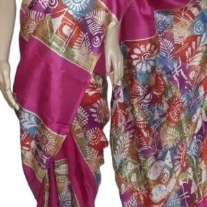 Saari14:Bishnupuri (west Bengal) pure silk  hand batick with blouse piece