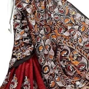 Saari15:Bishnupuri (west Bengal) pure silk  hand batick with blouse piece