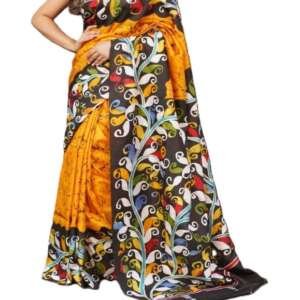 Saari16:Bishnupuri (west Bengal) pure silk  hand batick with blouse piece