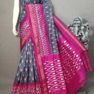 Saari38:Pure Pancham Pally silk Ikkat Saree with blouse piece