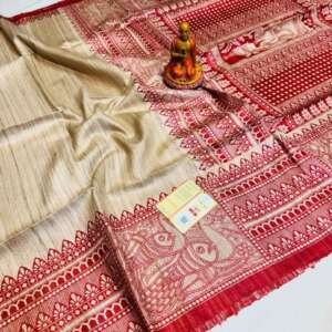Saari42:Pure Gichha silk Ikkat Saree with blouse piece