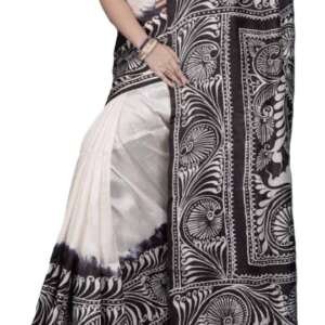 Saari11:Bishnupuri (west Bengal) pure silk  hand batick with blouse piece