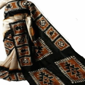 Saari12:Bishnupuri (west Bengal) pure silk  hand batick with blouse piece